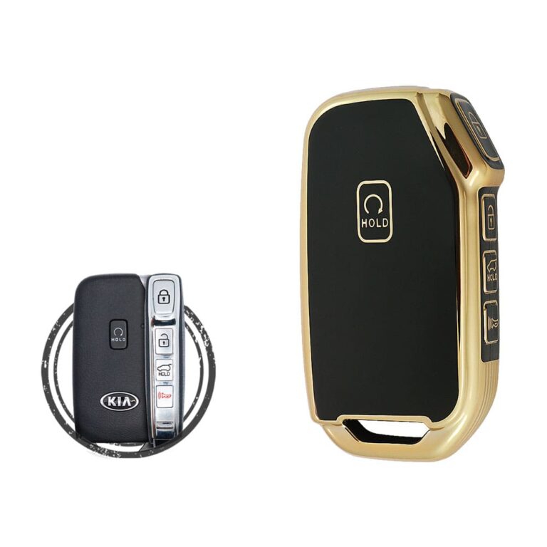 TPU Key Cover Case Protector For KIA Soul K7 Seltos Niro Sportage Smart Key Remote 5 Button BLACK GOLD Color
