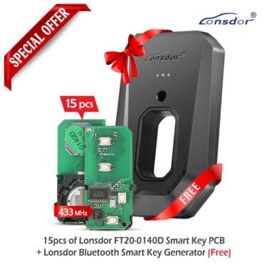 15pcs of Lonsdor FT20-0140D 433.92MHz Toyota Lexus Smart Key PCB with Lonsdor Bluetooth Smart Key Generator BSKG