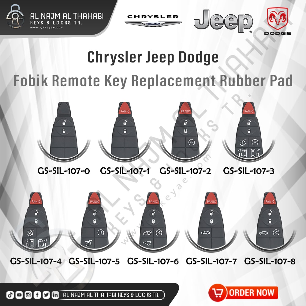 Chrysler Jeep Dodge Fobik Key Replacement Rubber Pad