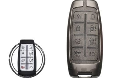 Zinc Alloy and Leather Key Cover Case 8 Button For 2021-2022 Hyundai Genesis G70 G80