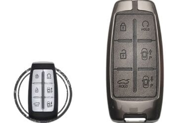 Zinc Alloy and Leather Key Cover Case 4 Button For 2021 Hyundai Genesis G80 Smart Key Remote