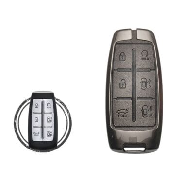 Zinc Alloy and Leather Key Cover Case 4 Button For 2021 Hyundai Genesis G80 Smart Key Remote