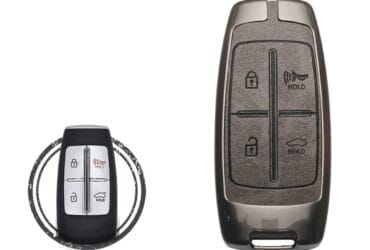 Zinc Alloy and Leather Key Cover Case 4 Button For Hyundai Genesis Smart Remote Key