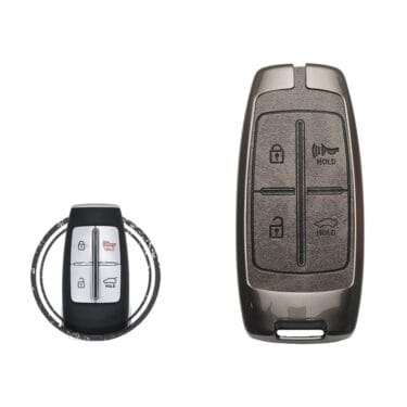 Zinc Alloy and Leather Key Cover Case 4 Button For Hyundai Genesis Smart Remote Key