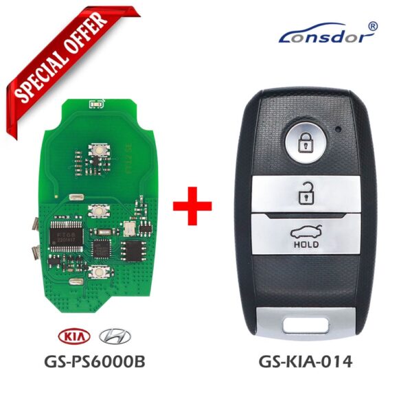 Lonsdor PS6000B Smart Key PCB 8A Transponder Chip For KIA Hyundai + Key Shell 3 Button
