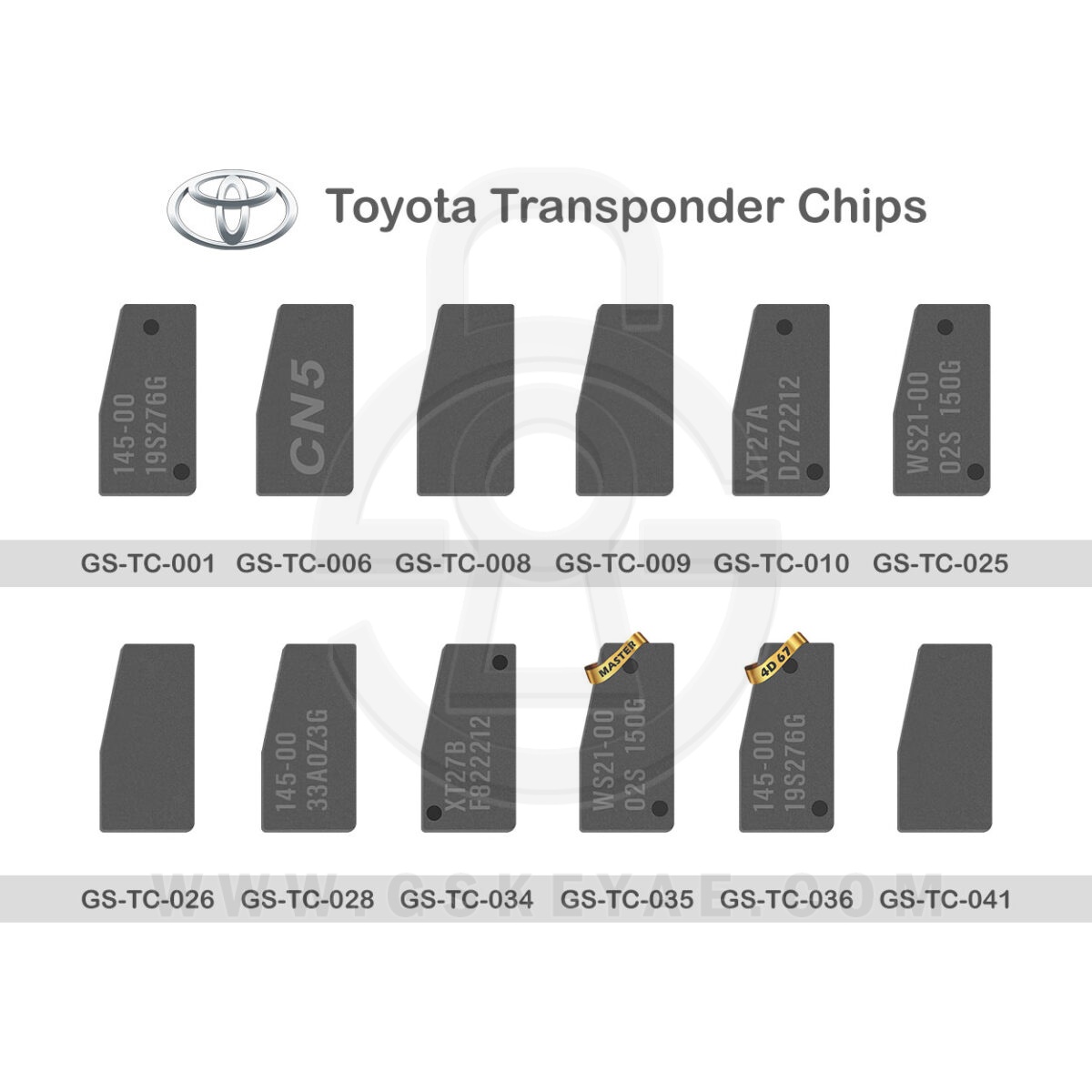 Toyota Transponder Chips 4D67 - 4D72 (G-Chip) - H Chip - 4C - 4D60 - CN5 - XT27A - XT27B All in One