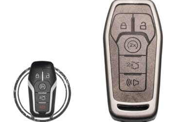 Zinc Alloy and Leather Key Cover Case 5 Button For Ford Fusion Explorer Edge