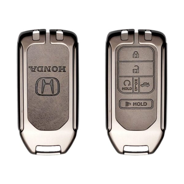 Zinc Alloy and Leather Key Cover Case 5 Button For Honda Civic Accord Pilot (1)