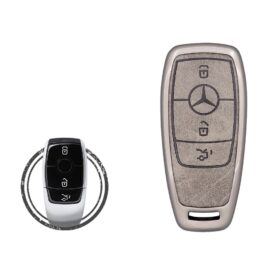Zinc Alloy and Leather Key Cover Case 3 Button For 2023-2024 Mercedes Benz E-Class Smart Key