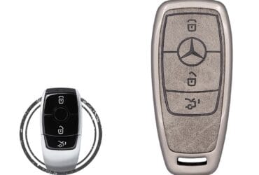 Zinc Alloy and Leather Key Cover Case 3 Button For 2023-2024 Mercedes Benz E-Class Smart Key