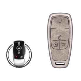 Zinc Alloy and Leather Key Cover Case 4 Button For 2019-2021 Mercedes Benz E-Class G-Class A-Class C-Class S-Class Smart Key