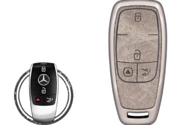Zinc Alloy and Leather Key Cover Case 4 Button For 2019-2021 Mercedes Benz E-Class G-Class A-Class C-Class S-Class Smart Key