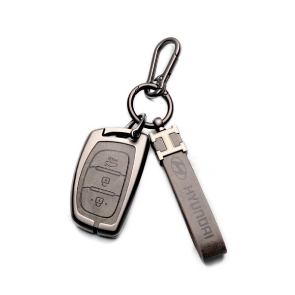 Zinc Alloy and Leather Key Cover Case 3 Button For Hyundai I10 Sonata Tucson Elantra (2)