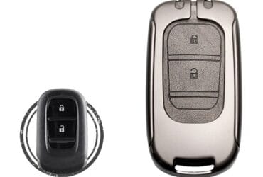 Coque de clé en alliage de zinc et cuir à 2 boutons pour clé intelligente à distance Honda 2023-2024