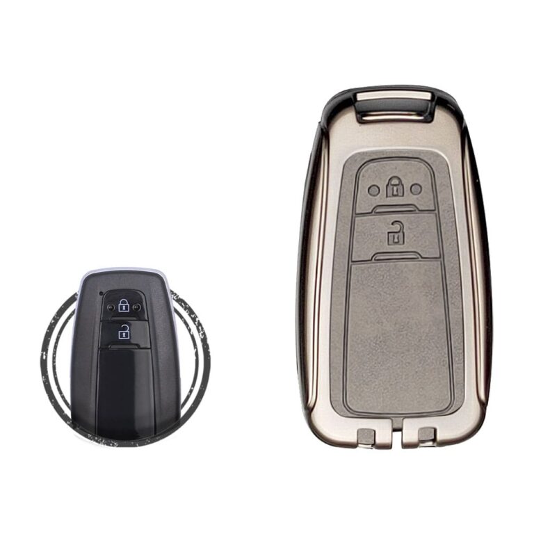 Zinc Alloy and Leather Key Cover Case 2 Button For Toyota Land Cruiser Prado Prius