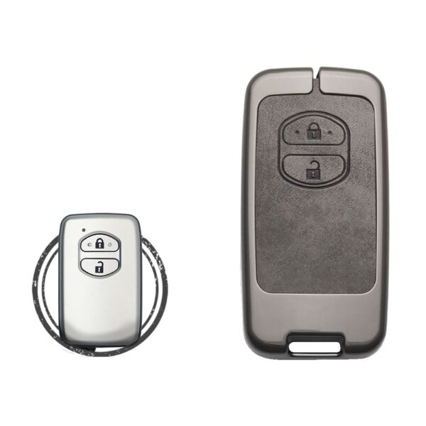 Zinc Alloy and Leather Key Cover Case 2 Button For 2009-2017 Toyota Land Cruiser Prado