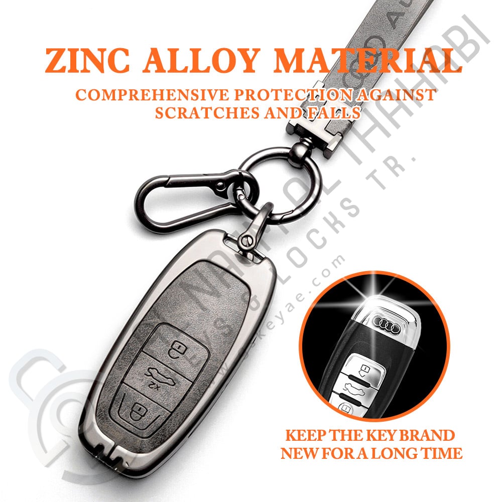 Zinc Alloy and Leather Key Cover Case 3 Button For Audi A3 A4 A5 A6 A7 A8 S4 S5 Q5 Features (3)