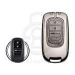 Zinc Alloy and Leather Key Cover Case 3 Button w/ Trunk For 2023 Honda Smart Key Remote