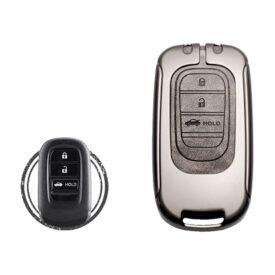 Zinc Alloy and Leather Key Cover Case 3 Button w/ Trunk For 2023 Honda Smart Key Remote