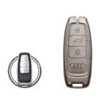 Zinc Alloy and Leather Key Cover Case 3 Button For 2021-2023 Audi Smart Key Remote
