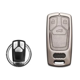 Zinc Alloy and Leather Key Cover Case 3 Button For 2018-2023 Audi S5 Smart Key Remote