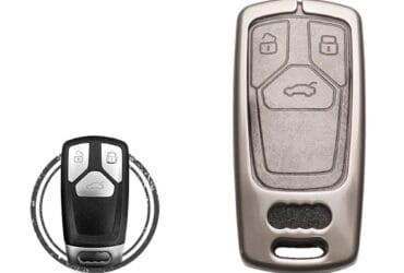 Coque de clé en alliage de zinc et cuir à 3 boutons pour clé intelligente à distance Audi S5 2018-2024