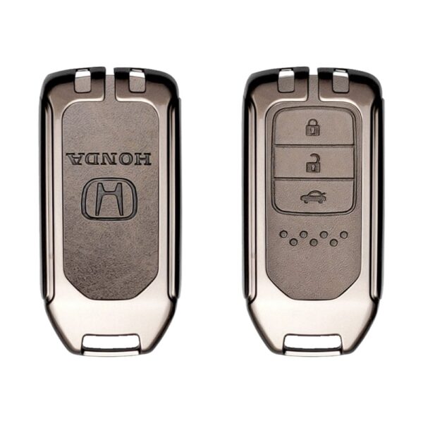 Zinc Alloy and Leather Key Cover Case 3 Button For Honda Civic Accord CR-V Jazz (1)