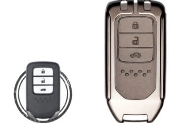 Zinc Alloy and Leather Key Cover Case 3 Button For Honda Civic Accord CR-V Jazz
