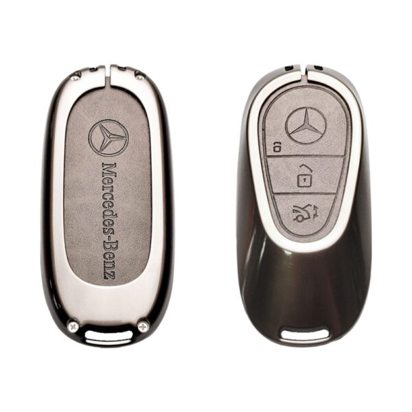Zinc Alloy and Leather Key Cover Case 5 Button For 2023-2024 Mercedes Benz S-Class Smart Key Remote (1)