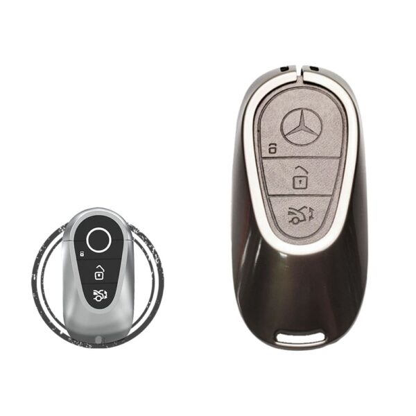 Zinc Alloy and Leather Key Cover Case 5 Button For 2023-2024 Mercedes Benz S-Class Smart Key Remote