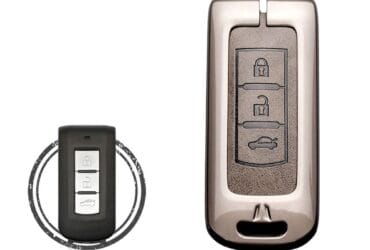 Zinc Alloy and Leather Key Cover Case 3 Button For Mitsubishi Lancer