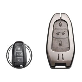 Zinc Alloy and Leather Key Cover Case 5 Button For Peugeot 3008 5008 Smart Key Remote