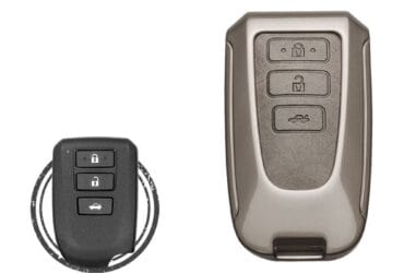 Coque de clé en alliage de zinc et cuir à 3 boutons pour clé intelligente à distance Toyota Vios Yaris