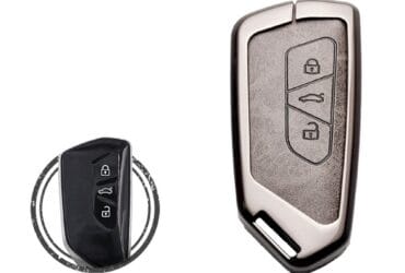 Zinc Alloy and Leather Key Cover Case 3 Button For 2021-2023 Volkswagen VW Smart Key Remote