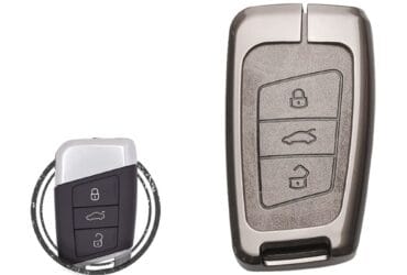 Zinc Alloy and Leather Key Cover Case 3 Button For Volkswagen VW Passat B8 Magotan