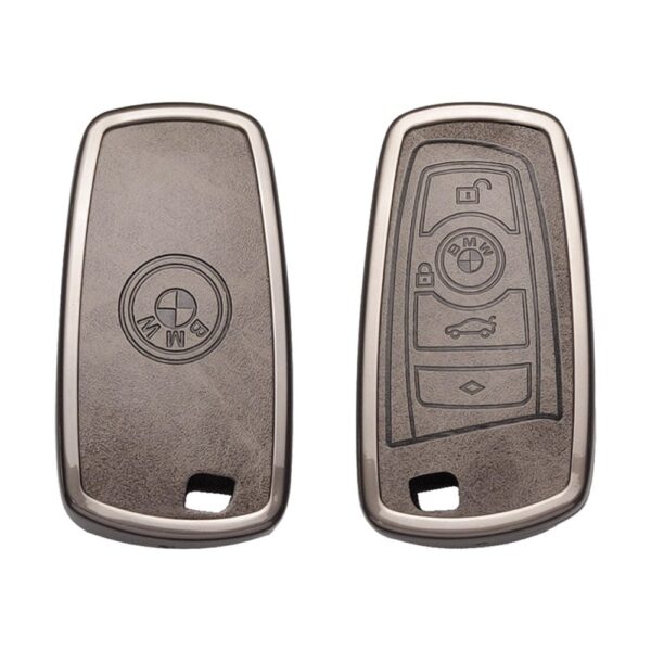 Zinc Alloy and Leather Key Cover Case 4 Button For BMW CAS4 F Series Smart Key Remote (1)