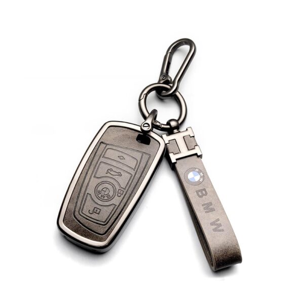 Zinc Alloy and Leather Key Cover Case 4 Button For BMW CAS4 F Series Smart Key Remote (2)