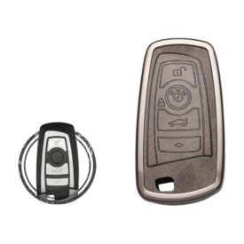 Zinc Alloy and Leather Key Cover Case 4 Button For BMW CAS4 F Series Smart Key Remote