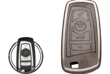 Zinc Alloy and Leather Key Cover Case 4 Button For BMW CAS4 F Series Smart Key Remote
