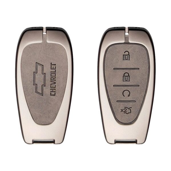 Zinc Alloy and Leather Key Cover Case 4 Button For 2016-2020 Chevrolet Malibu Smart Key Remote (1)
