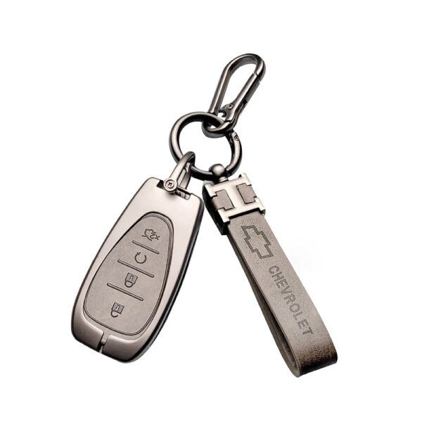 Zinc Alloy and Leather Key Cover Case 4 Button For 2016-2020 Chevrolet Malibu Smart Key Remote (2)