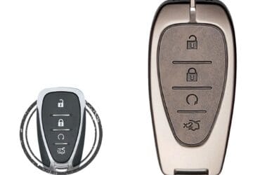 Zinc Alloy and Leather Key Cover Case 4 Button For 2016-2020 Chevrolet Malibu Smart Key Remote