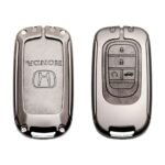 Zinc Alloy and Leather Key Cover Case 4 Button For 2022-2023 Honda Accord Smart Key Remote (1)