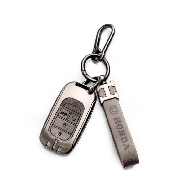 Zinc Alloy and Leather Key Cover Case 4 Button For 2022-2023 Honda Accord Smart Key Remote (2)