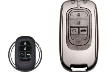 Zinc Alloy and Leather Key Cover Case 4 Button For 2022-2023 Honda Accord Smart Key Remote