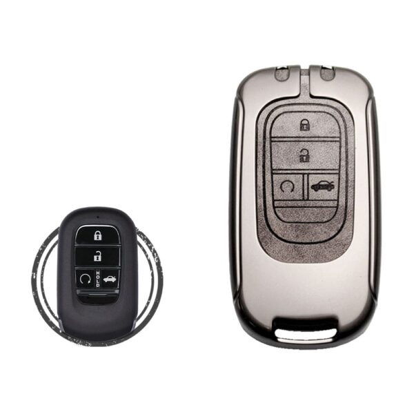 Zinc Alloy and Leather Key Cover Case 4 Button For 2022-2023 Honda Accord Smart Key Remote