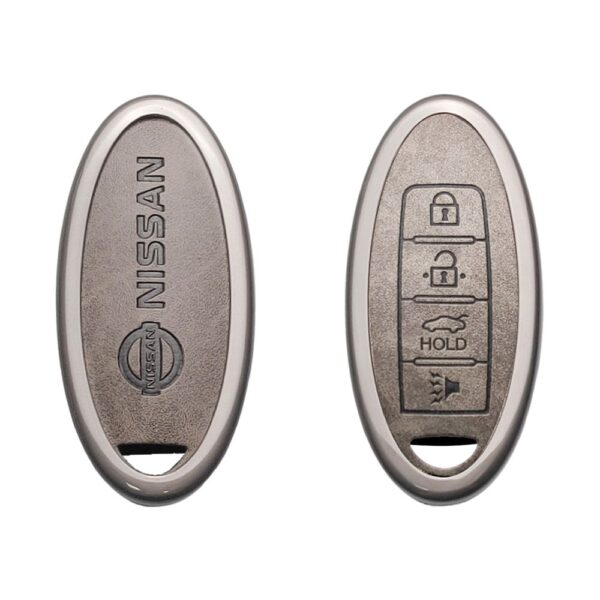 Zinc Alloy and Leather Key Cover Case 4 Button For Nissan Maxima Altima (1)