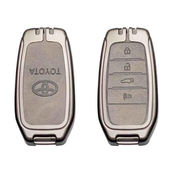 Zinc Alloy and Leather Key Cover Case 4 Button For Toyota Land Cruiser Smart Key Remote (1)