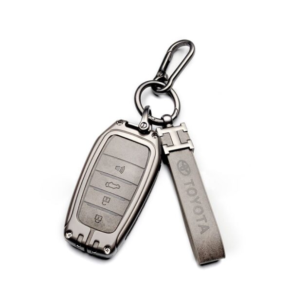 Zinc Alloy and Leather Key Cover Case 4 Button For Toyota Land Cruiser Smart Key Remote (2)