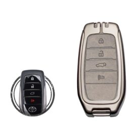 Zinc Alloy and Leather Key Cover Case 4 Button For Toyota Land Cruiser Smart Key Remote
